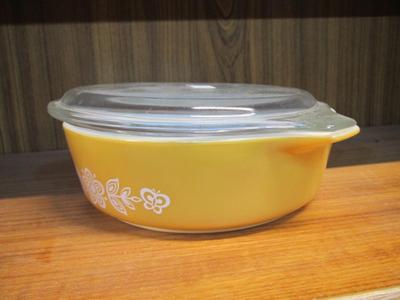 Vintage Pyrex 471 1 Pint Tan Flowers Casserole Dish With Lid