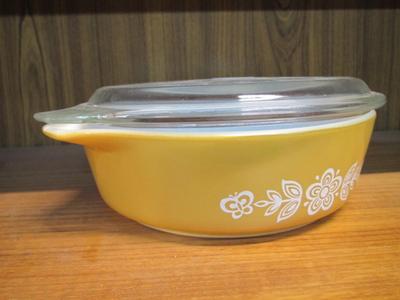 Vintage Pyrex 471 1 Pint Tan Flowers Casserole Dish With Lid