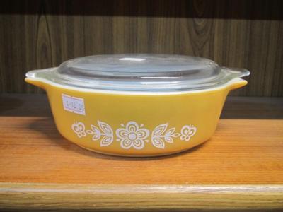 Vintage Pyrex 471 1 Pint Tan Flowers Casserole Dish With Lid