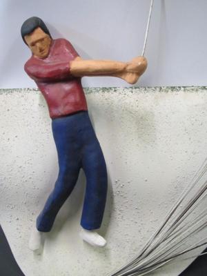 Hand Crafted Metal Golfing Display Signed Approx 18" x 27 1/2"