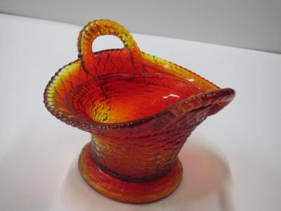 Westmoreland Hen On Nest Basket Red Amberian Glass Approx 5" Tall