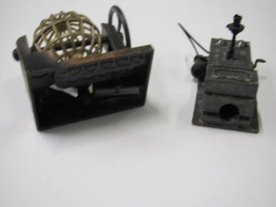 Vintage Metal Pencil Sharpeners Lottery Ball & Telephone 3" Tall