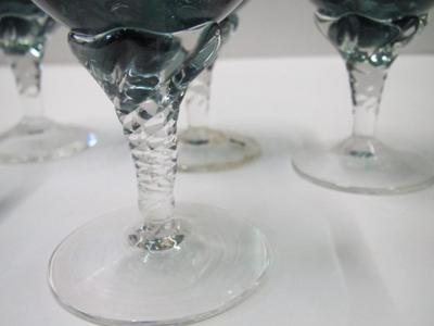 Blue Cordial Footed Glasses Approx 5" Tall
