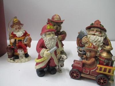 Firefighters Santa & Bears Figurines