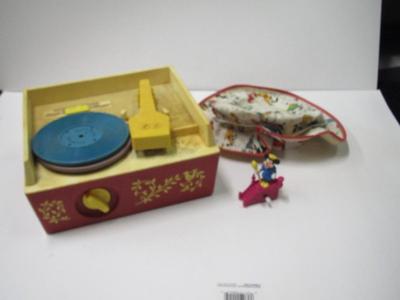 Vintage Record Player A Couple Of Records & Mickey Hat