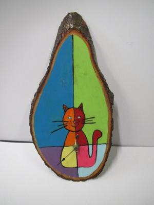 Hand Painted Battery Operated Clock On Wood