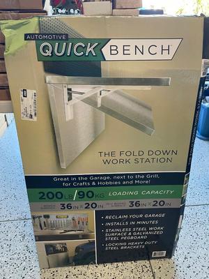 Automotive quick bench fold down work station