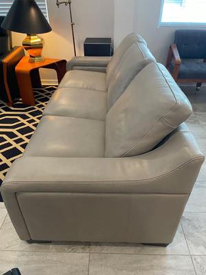 Beautiful gray leather sofa