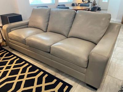 Beautiful gray leather sofa