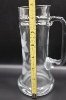Etched Flower Large Glass Mugs - Set of 6