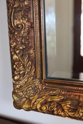 Large Ornate Gold Beveled Mirror