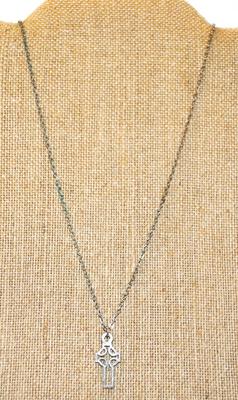 Gentle Open Style Cross with Light Silver Tone Chain 20" L