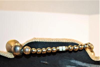 Oval Silver Tone Puffed Metal Accent Necklace with a White Beads 10-String 26" L