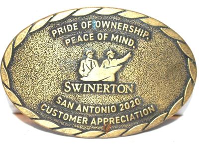 "Swinerton" Belt Buckle Oval 3" x 2"