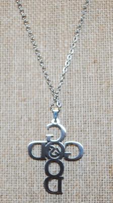 "God" Silver Tone Pendant (1½" x 1¼") on Silver Necklace 17" L