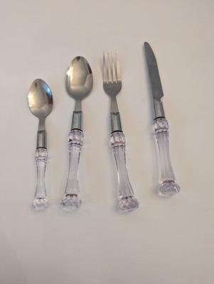 Stainless Steel Silverware Set With Clear Handles