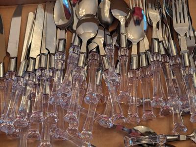 Stainless Steel Silverware Set With Clear Handles