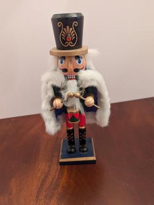 Wooden Christmas Nutcracker Blue Cape Drummer