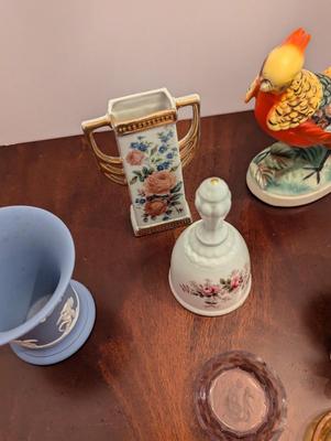 Hand Painted German Vase & Artmark Pheasant Bird Figure Open Salt Dishes
