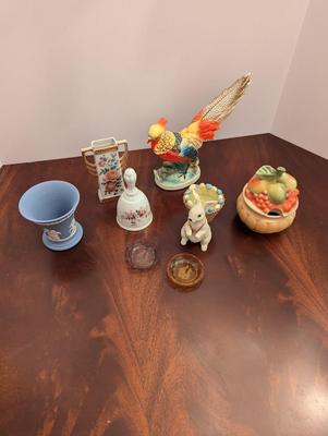 Hand Painted German Vase & Artmark Pheasant Bird Figure Open Salt Dishes
