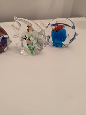 Vintage Glass Fish Paperweights