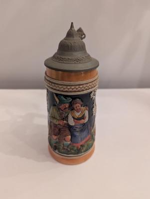 Western Germany Luster Figurative Pewter Lid Tanker