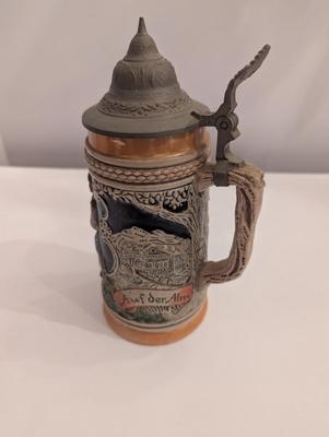 Western Germany Luster Figurative Pewter Lid Tanker