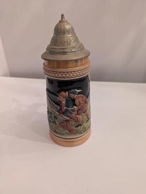 Germany Luster Figurative Pewter Lid Tanker