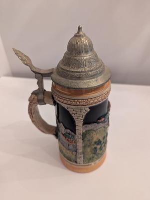 Germany Luster Figurative Pewter Lid Tanker