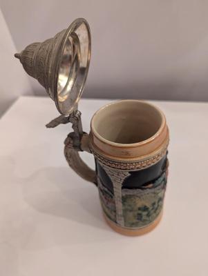 Germany Luster Figurative Pewter Lid Tanker