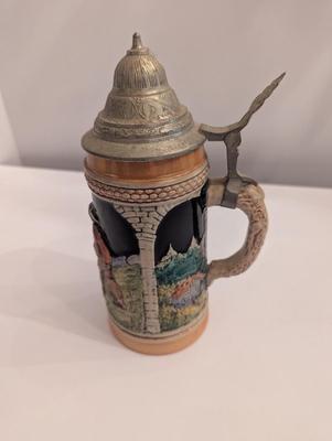 Germany Luster Figurative Pewter Lid Tanker