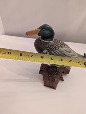 Vintage Wooden Carved Mallard Duck & Cardinal
