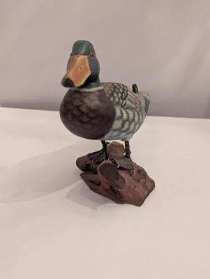 Vintage Wooden Carved Mallard Duck & Cardinal