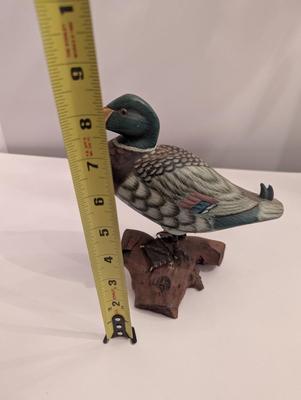 Vintage Wooden Carved Mallard Duck & Cardinal