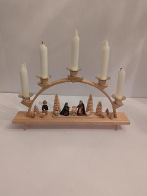 Ezrgebirgische Volkskunst Steiffen Wood Nativity Set Candle Holder