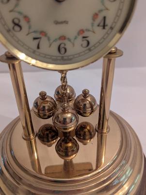 Vintage Brass Schatz Table Top Clock With Glass Dome