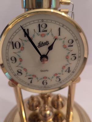 Vintage Brass Schatz Table Top Clock With Glass Dome