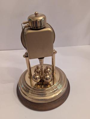 Vintage Brass Schatz Table Top Clock With Glass Dome