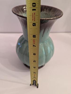 Marked Vintage Light Blue With Brown Details Vase