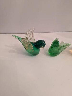 Enesco & Murano Glass Bird Paperweights