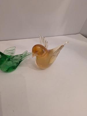 Enesco & Murano Glass Bird Paperweights