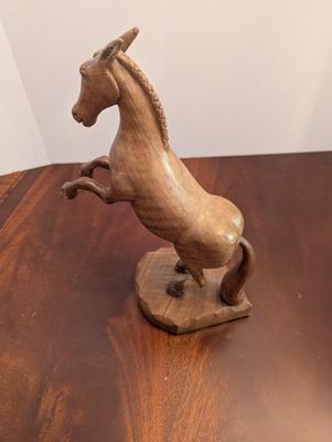 Carved Wood Horse Sculpture