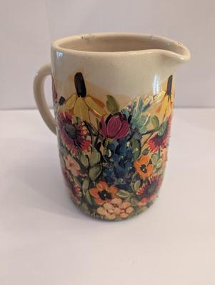 Signed Hand Painted Pottery Pitcher