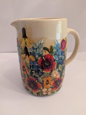 Signed Hand Painted Pottery Pitcher