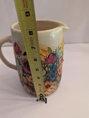 Signed Hand Painted Pottery Pitcher