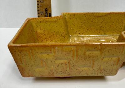 Vintage Retro Upcoming MCM Ceramic Yellow Gold Geometric Planter