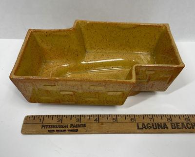 Vintage Retro Upcoming MCM Ceramic Yellow Gold Geometric Planter
