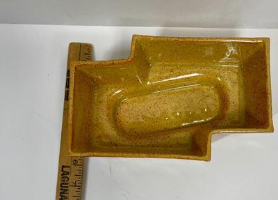 Vintage Retro Upcoming MCM Ceramic Yellow Gold Geometric Planter