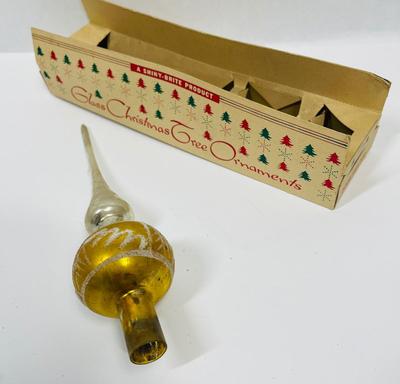 Shiny Bright Glass Christmas Tree Ornament Tree Topper w/ original box