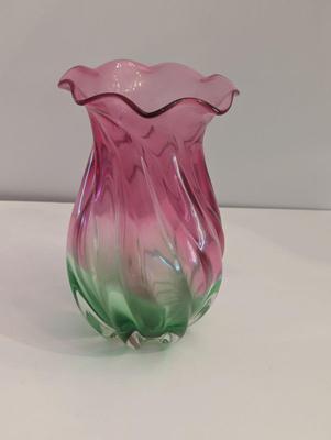 Watermelon Swirl Ruffle Edge Floral Vase